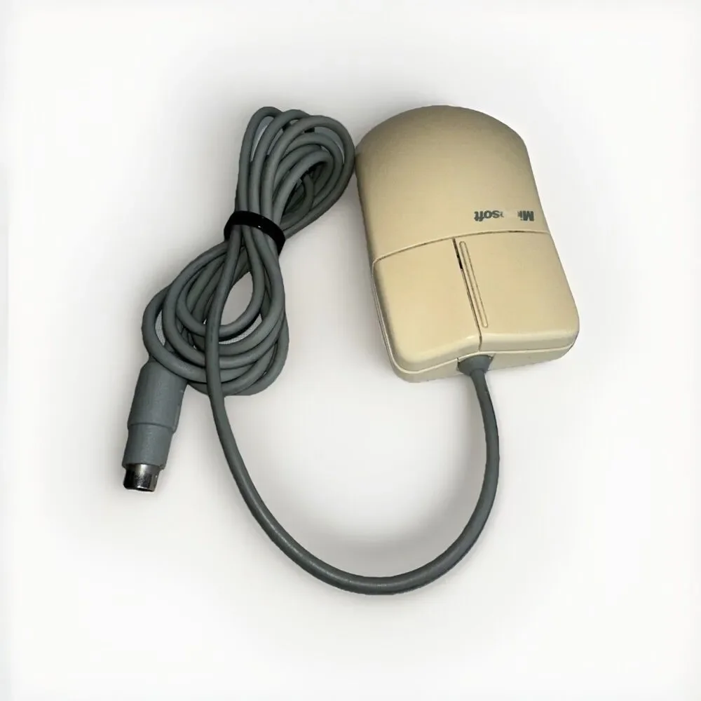 Vintage Microsoft Mouse Port Compatible Mouse 2.0 Serial DB9 Beige